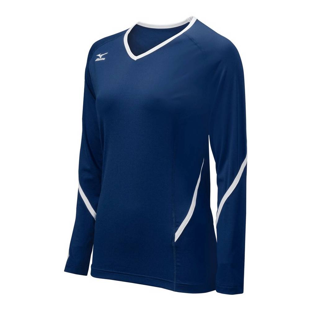 Mizuno Techno Generation Long Sleeve Női Mezek Sötétkék/Fehér LRJ915326